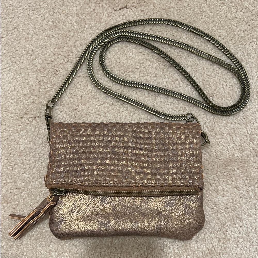 Deux Lux Shimmering Rose Gold Crossbody Bag